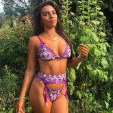 Dessous-Set mit Spitze, bestickter Blume und Schmetterling